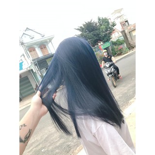 Thuốc nhuộm tóc màu xanh dương đen + tặng kèm oxy trợ nhuộm + bao tay