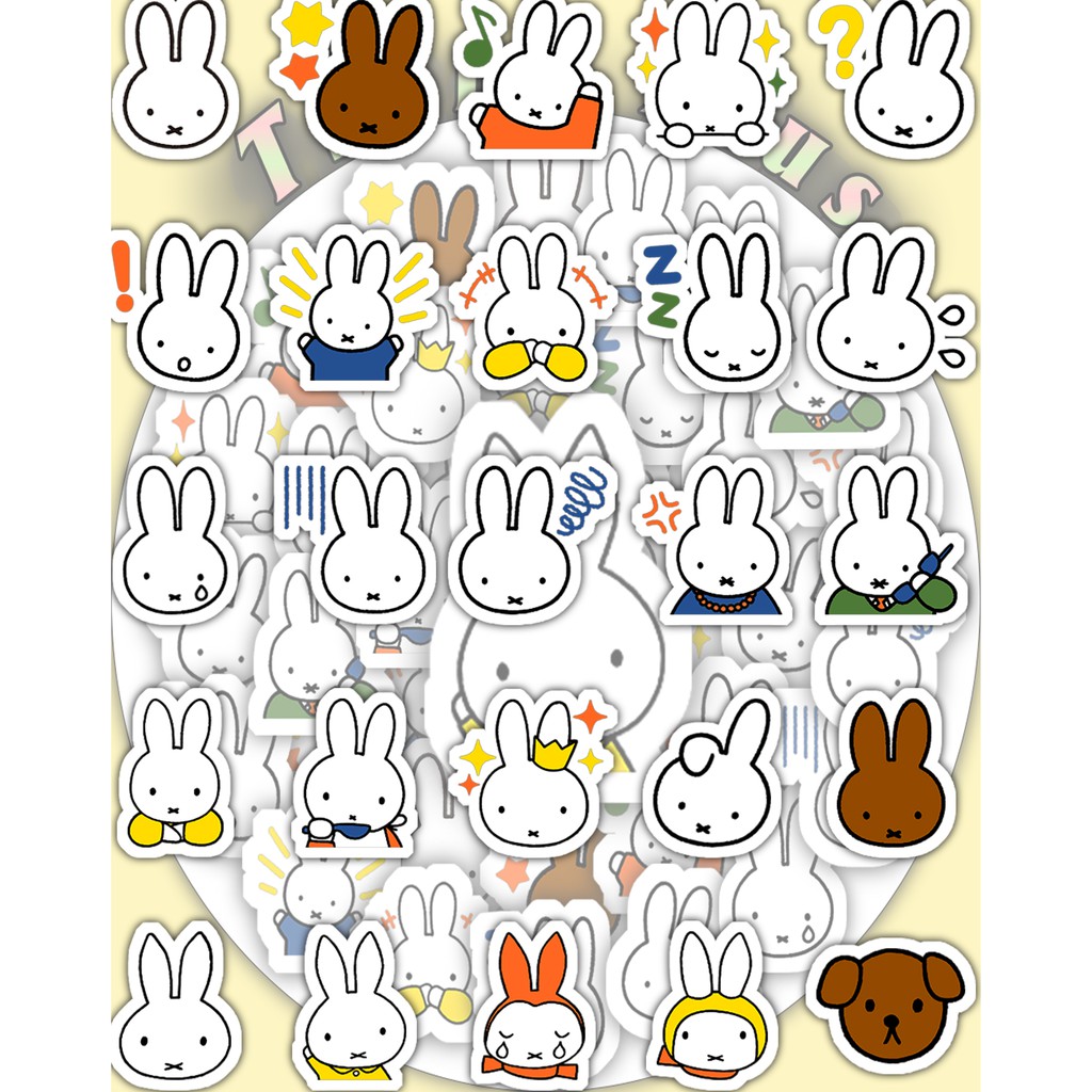 [Twins Plus] Bộ 25 Sticker Miffy dán trang trí laptop, máy tính bỏ túi, vali, điện thoại, đàn ghita,.