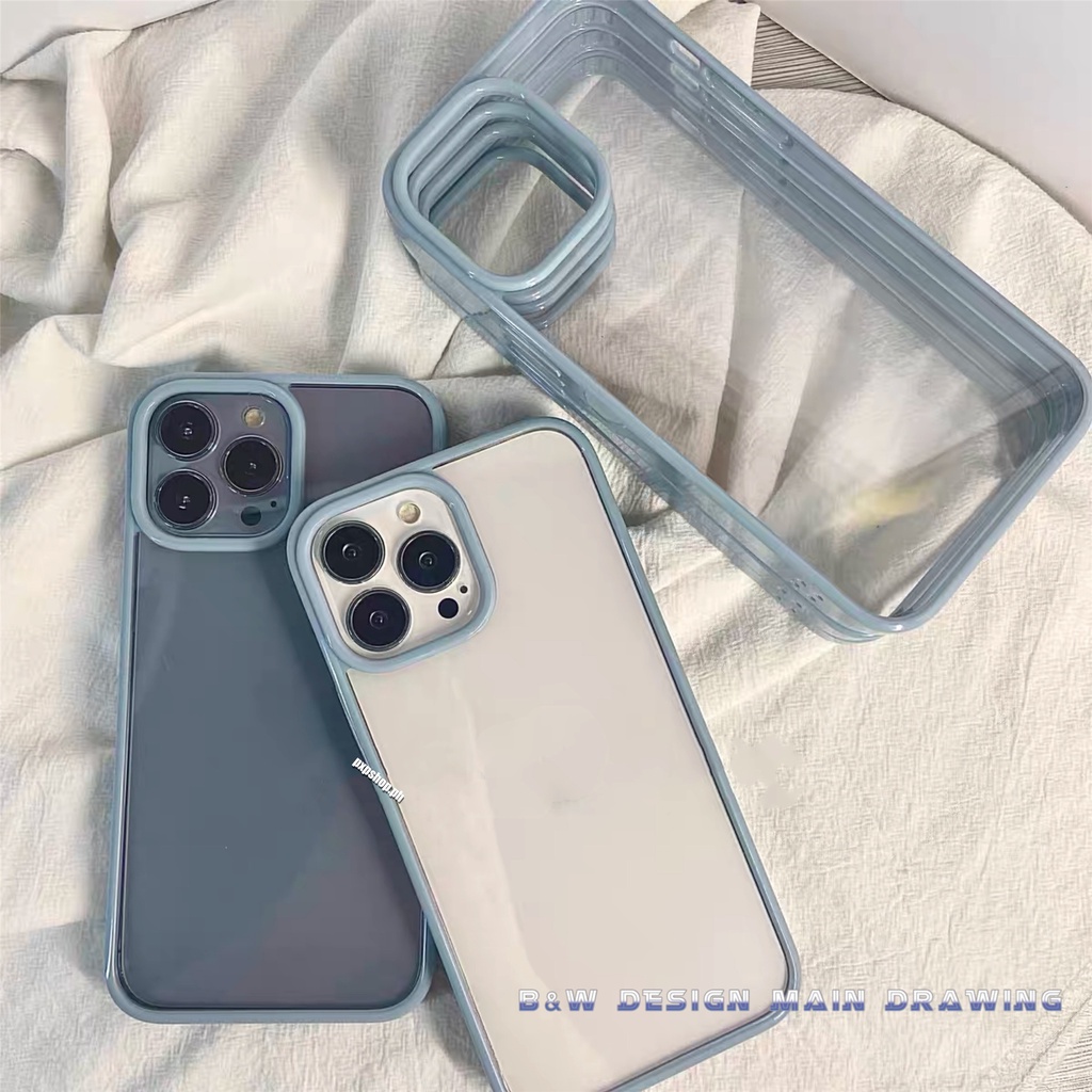 Ốp Điện Thoại Silicon Mềm Trong Suốt Viền Màu Kẹo Chống Sốc Cho iPhone 13 12 11 Pro MAX XR IX XS MAX 7 8 Plus