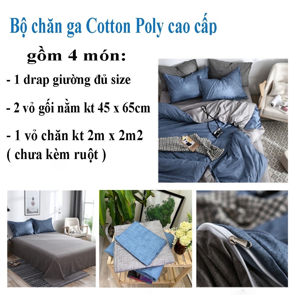 Bộ chăn ga gối Cotton Poly M2T Bedding drap giường Hàn Quốc miễn phí bo chun ga giường bọc đệm- HT home | BigBuy360 - bigbuy360.vn