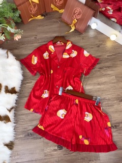 Pijama lụa gấm cao cấp( bộ đùi)