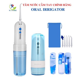 Máy tăm nước cầm tay chính hãng water flosser Oral Irrigator - Tặng bộ dụng cụ vệ sinh 8 món kèm túi đựng và 5 đầu xịt