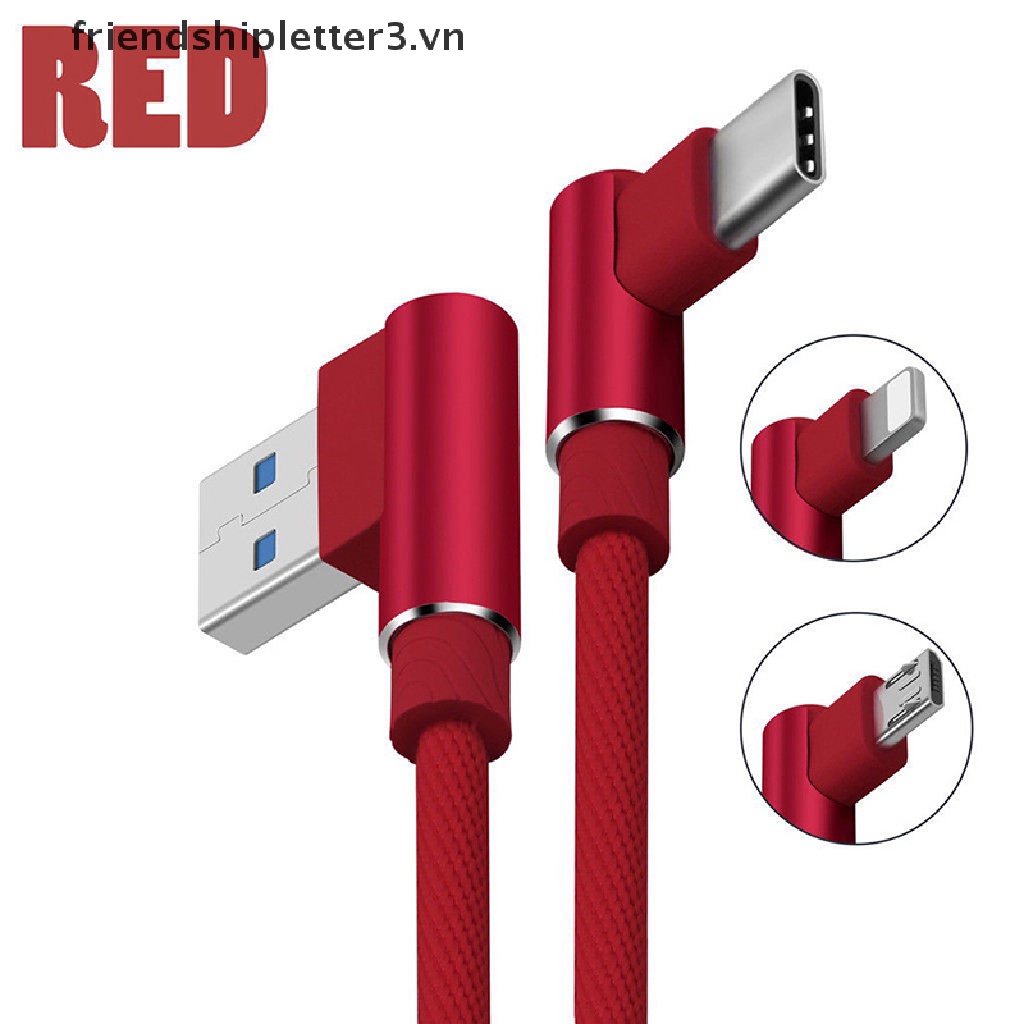 Dây Cáp Sạc Nhanh Truyền Dữ Liệu Đầu Vuông 90 Độ C / IOS / Micro