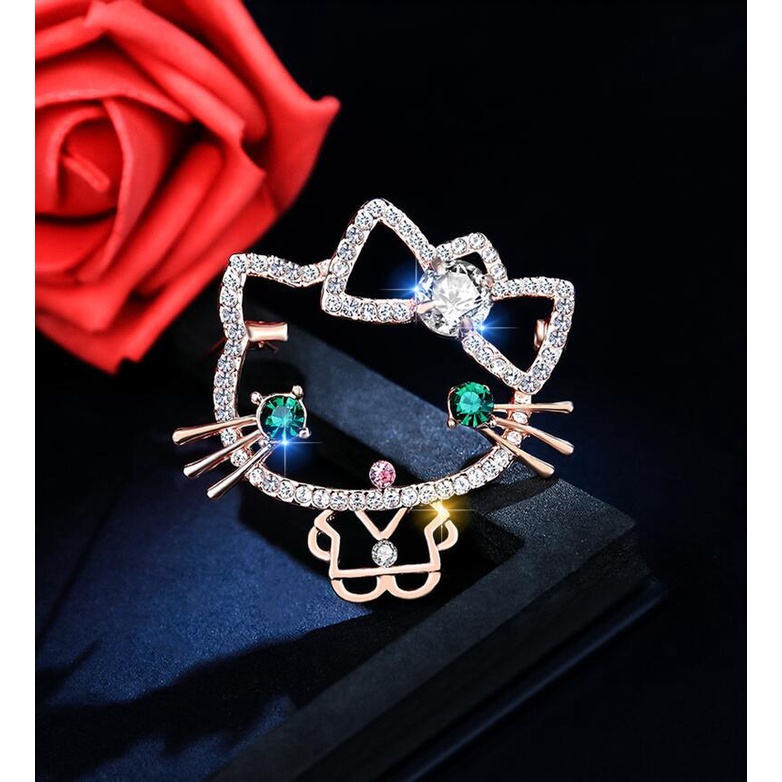 Ghim Cài Khăn Choàng Lụa Hình Mèo Hoạt Hình Phong Cách Mori Nhật Bản Đơn Giản Cho Nữ