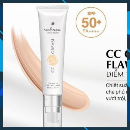 [SALE] [FREESHIP] Kem Sakura Cc Cream Flawless Control Base Spf50, Trang Điểm Chống Nắng, Giúp Da Đều Màu, Dưỡng Da Dịu