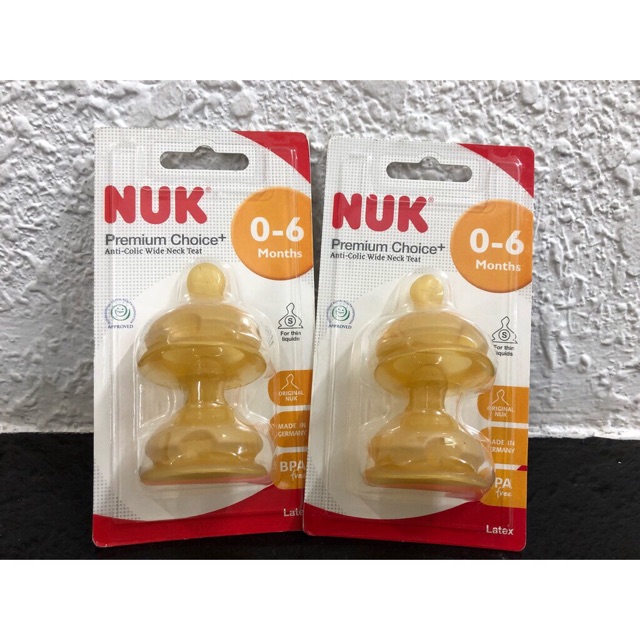 Set 2 núm ti NUK cao su cho bình cổ rộng hàng chính hãng (đủ size)