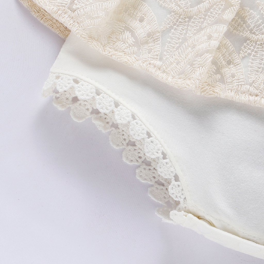 Bộ Áo Liền Quần Phối Ren Cho Bé Gái Sơ Sinh