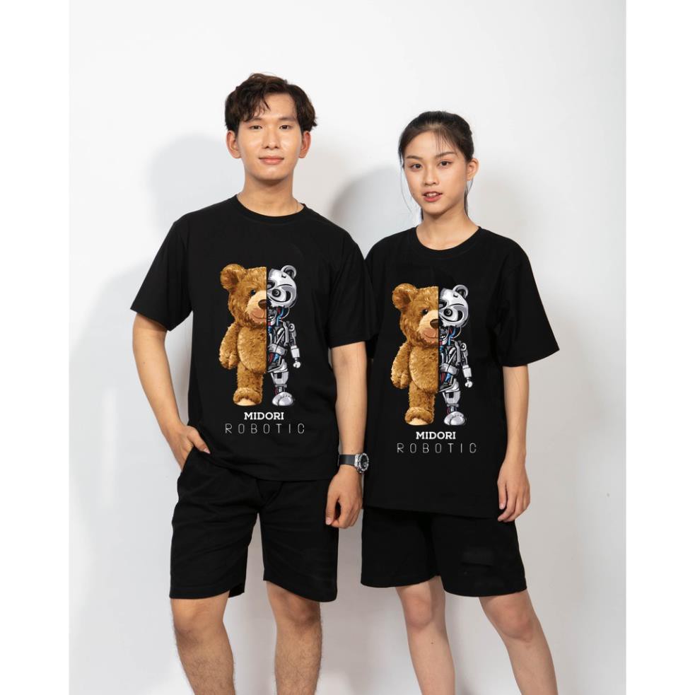 Áo thun nữ nam form rộng tay lỡ Phông Unisex 100% Cotton Chính Hãng Gấu Robot Cao Cấp Local Brand Mi Midori