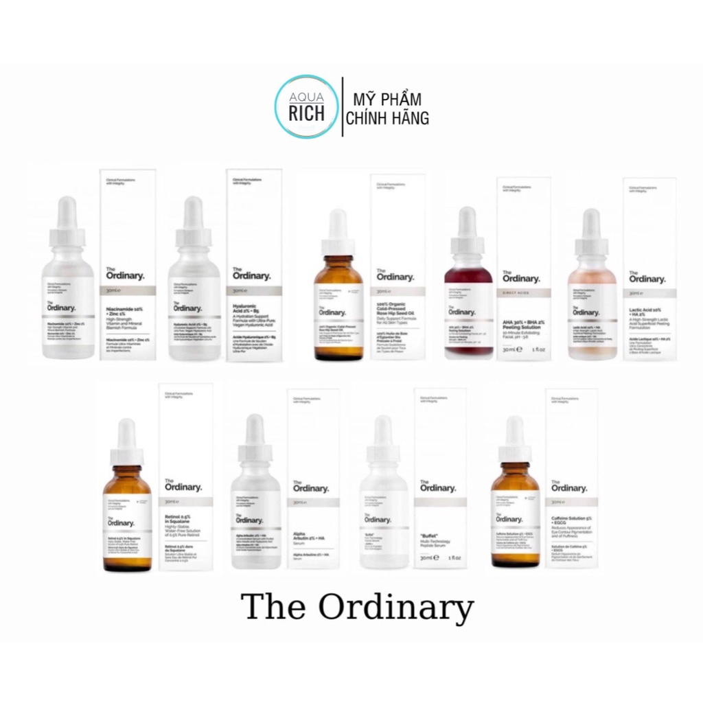 Serum The Ordinary_ZinC_Alpha 2%_Acid 10%_Acid 5%_Caffeine_Buffet_Rose Hip_Hyaluronic_Toner Glycolic ( Tất cả các dòng )