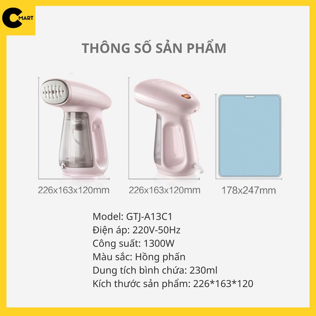 BÀN LÀ HƠI NƯỚC CẦM TAY BEAR CHÍNH HÃNG GTJ-A13C1 [CMART GIA DỤNG TIỆN ÍCH]