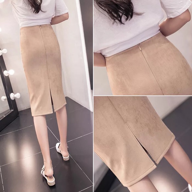 (Hàng sẵn) chân váy da lộn dáng bút chì đẹp (hàng loại 1, có khoá kéo và xẻ sau) | BigBuy360 - bigbuy360.vn