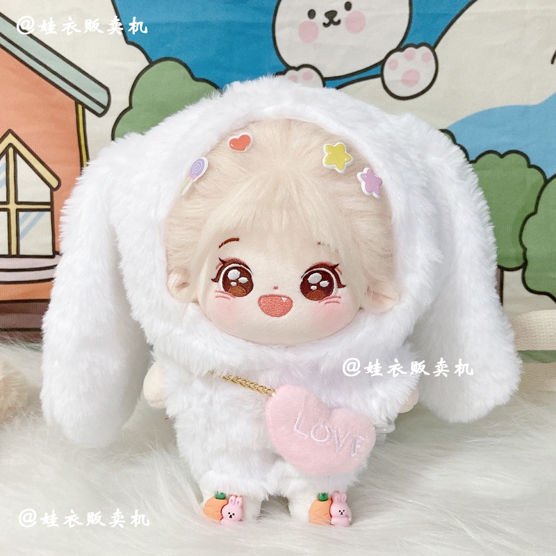 [Đặt trước-Sẵn màu nâu] Outfit doll 20cm hình thỏ bông tai dài (không gồm doll)