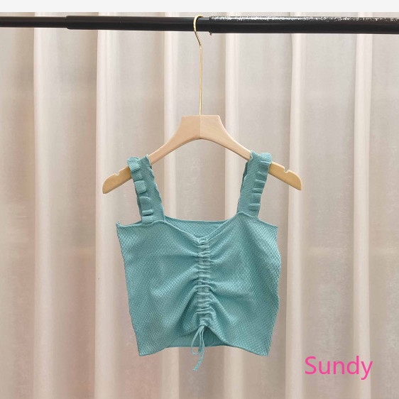 Áo Hai Dây Dệt Kim Kiểu Pháp Ngọt Ngào Thời Trang Mùa Hè Cho Nữ