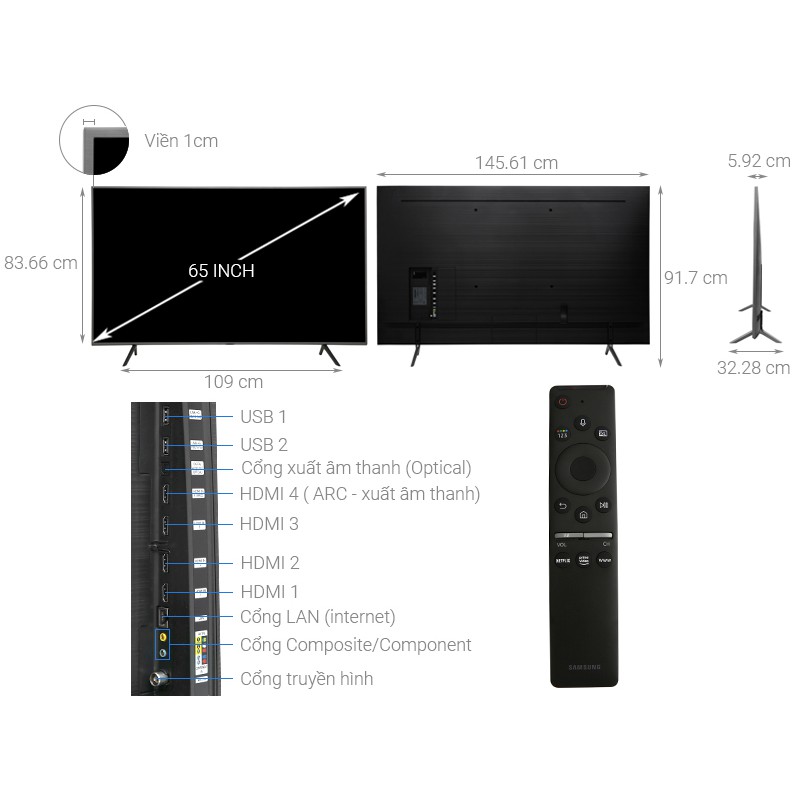 Smart Tivi QLED Samsung 4K 65 inch QA65Q75R