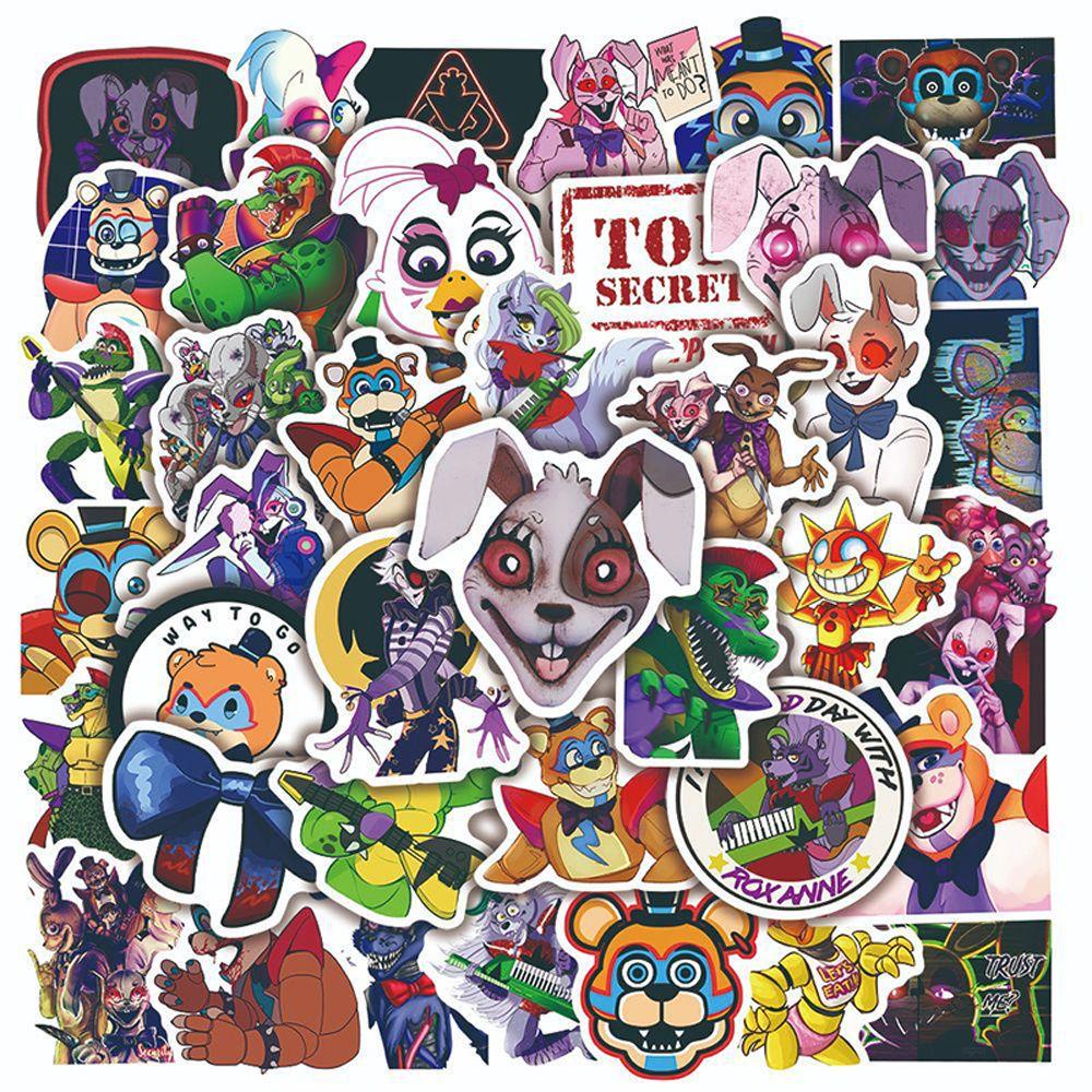 Bộ 50 Miếng Dán Hoạt Hình Five Nights At Freddy Bằng PVC Chống Thấm Nước Trang Trí Nhật Ký / Máy Tính Bảng