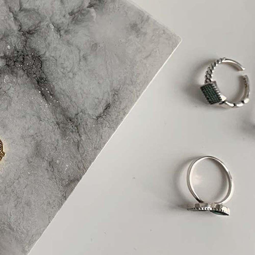 Nhẫn Hở Họa Tiết Hình Học Bằng Kim Loại Sáng Bóng Thời Trang