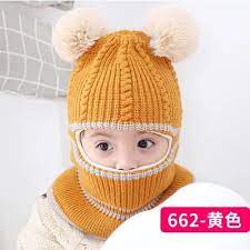 Mũ Len Trùm Mặt Có Lót Nỉ Cho Bé Siêu ẤmFREESHIPMũ Len 2 Quả Bông Lót Nỉ Mềm Mịn Thời Trang