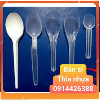 SỈ Thìa nhựa dùng 1 lần 100 cái thìa cứng thìa mềm thìa cháo thìa chè