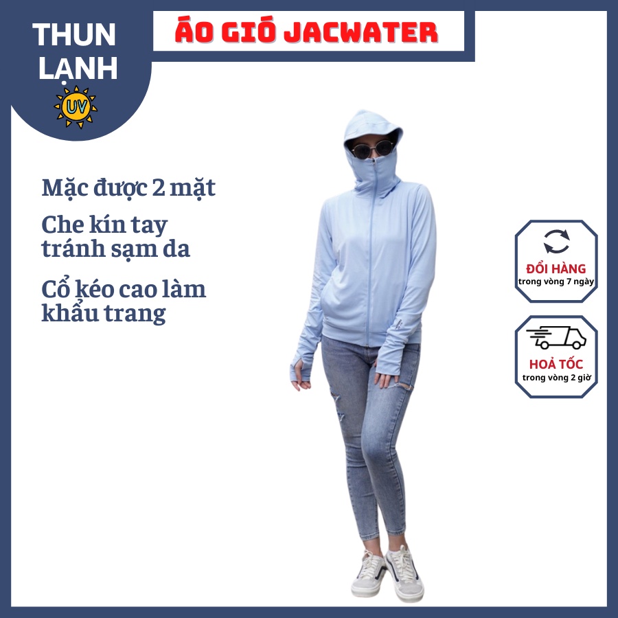 Áo khoác chống nắng nữ 2 lớp thông hơi, cản tia uv mặc được JACWATER V360