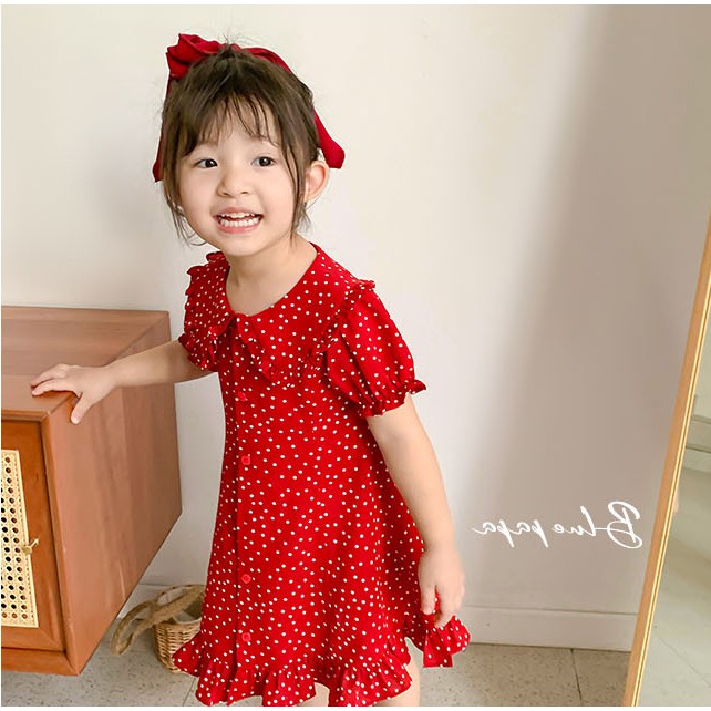 Váy chấm bi dễ thương cho bé gái - Hàng Quảng Châu Cao Cấp
