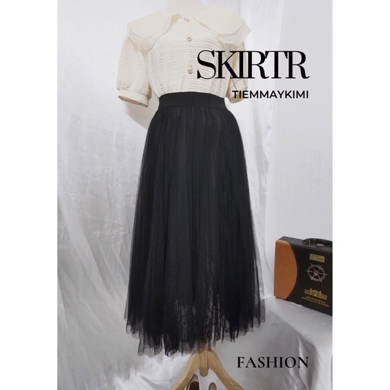 Chân váy xoè dài ren tutu lưới xếp Ly