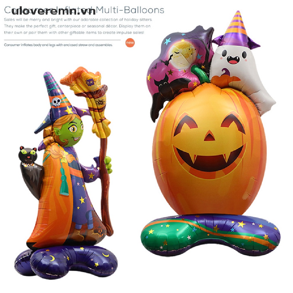 Bong Bóng Lá Nhôm Hình Phù Thủy Bí Ngô Trang Trí Tiệc Halloween
