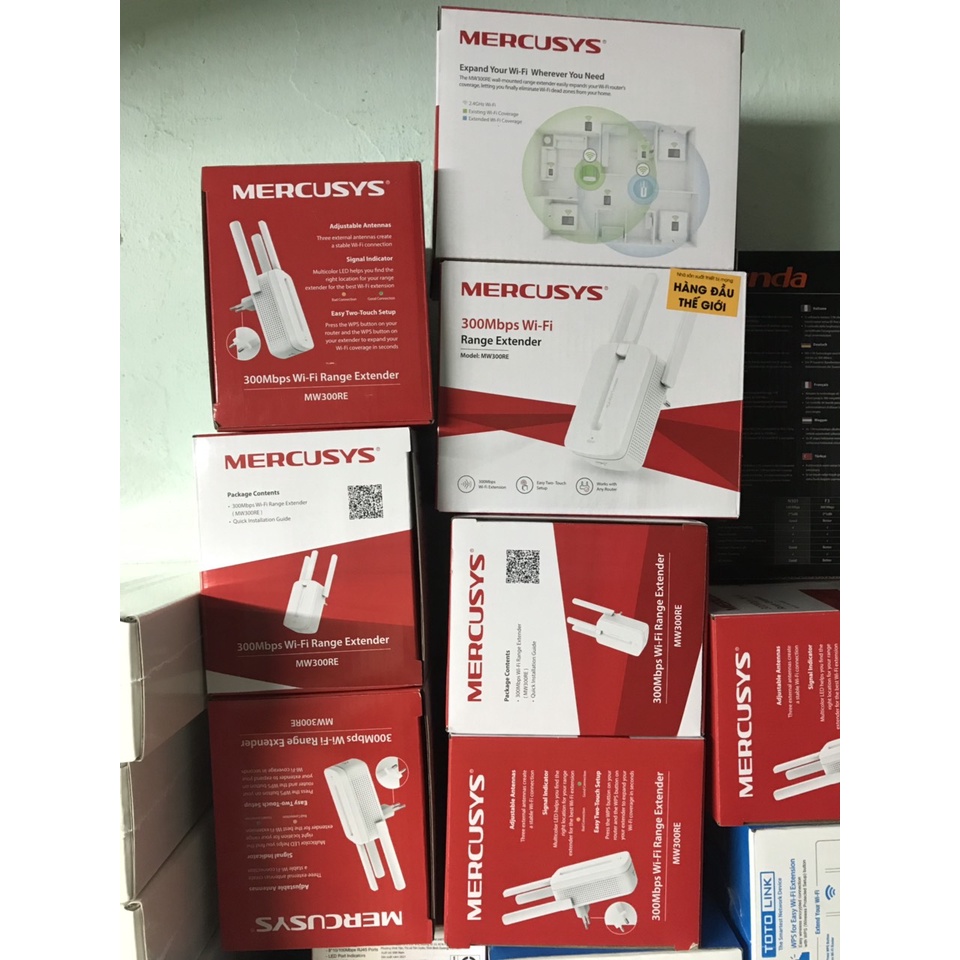 Kích sóng wifi mercusys 3 râu MW300RE mới 100%