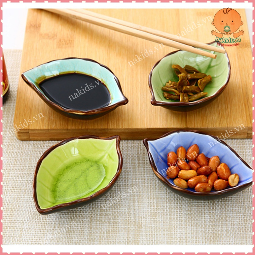Đĩa Sứ Đựng Gia Vị Hình Chiếc Lá - Khay Chén Bát Nhỏ Đựng Nước Chấm Để Bàn Ăn Bằng Sứ