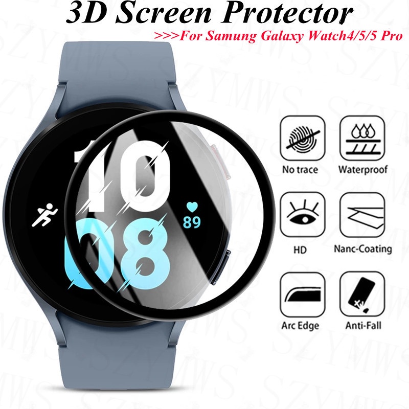 Kính Cường Lực Cong 3D Cho Đồng Hồ Thông Minh Samsung Galaxy Watch 4 5 5 Pro