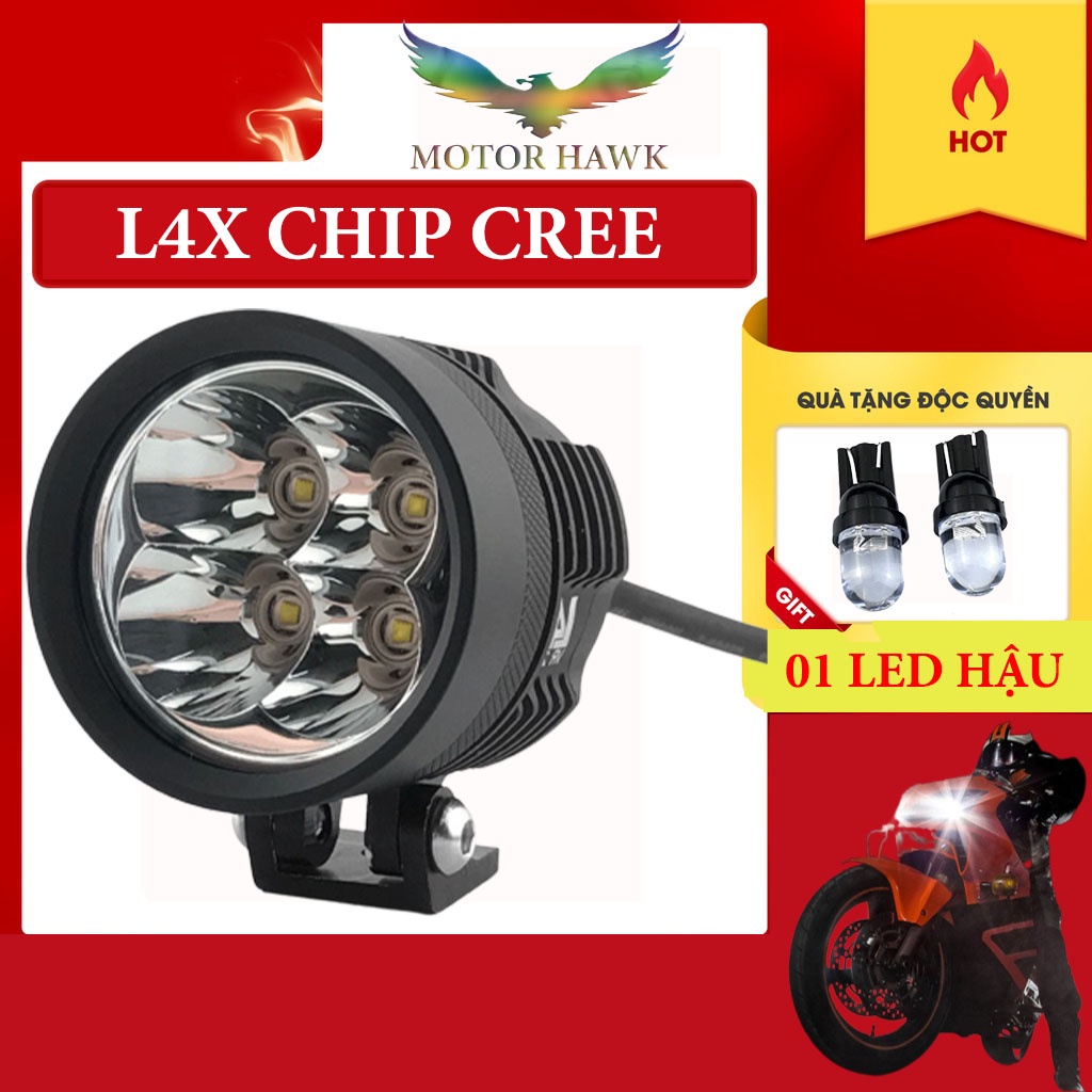 Đèn trợ sáng L4x, đèn led trợ sáng xe máy chính hãng chống nước Cree plus tun kenzo bmu dream wave e