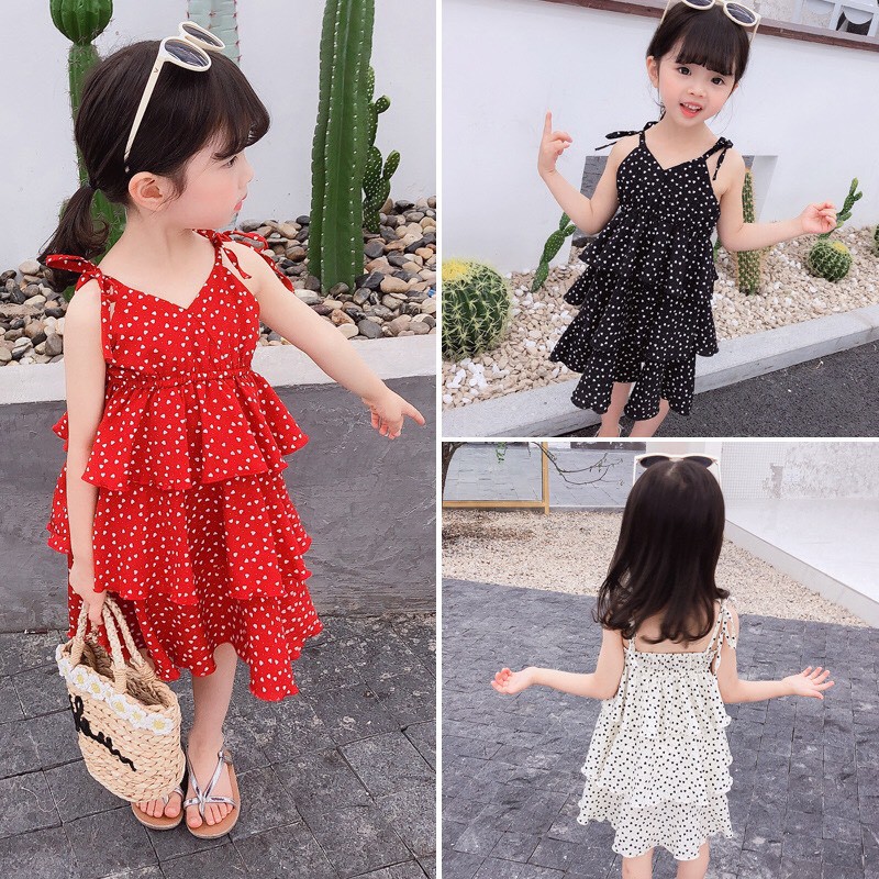 Váy maxi chấm bi size cho bé gái (10-22kg)