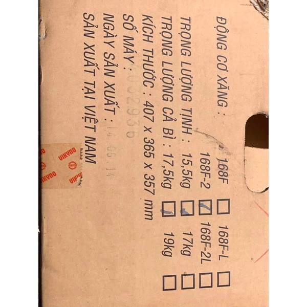 Động cơ xăng Vikyno Model168F-2