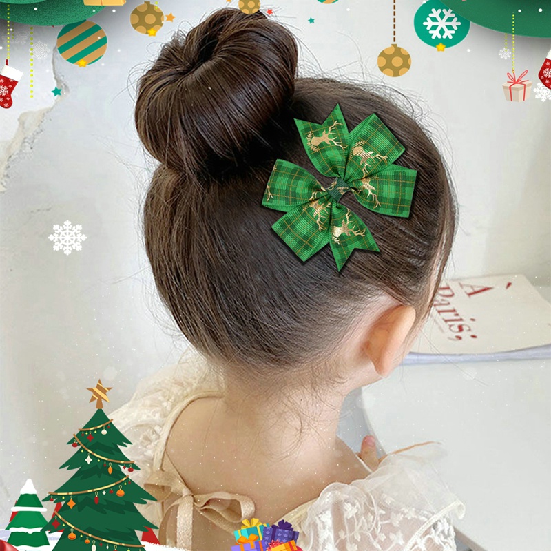 Kẹp Tóc Hình Nơ Giáng Sinh 8CM 1 Cái Cho Bé Gái