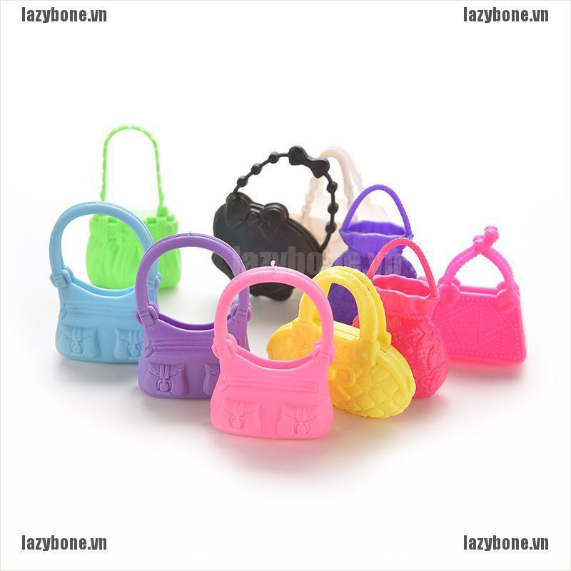Bộ 10 cái túi xách mini bằng nhựa nhiều màu xinh xắn cho búp bê