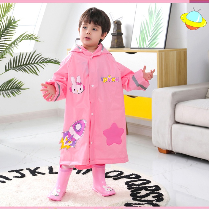Áo Mưa Họa Tiết Hoạt Hình Khủng Long / Thỏ Và Và Vành Lớn Cho Trẻ Mẫu Giáo