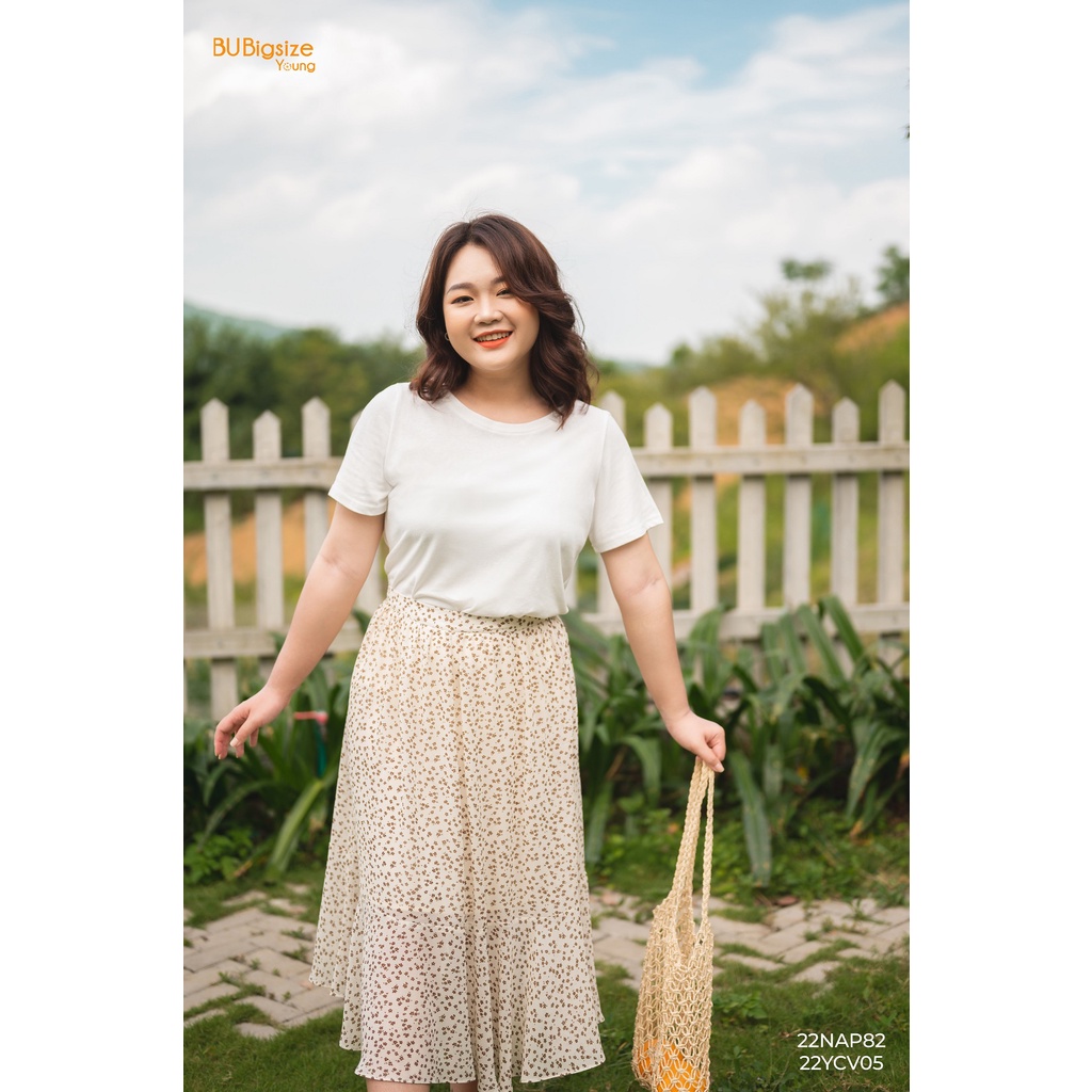 Chân váy voan hoa 2 tầng BIGSIZE (55kg đến 95kg) - 22YCV05 - [BU Bigsize Young]