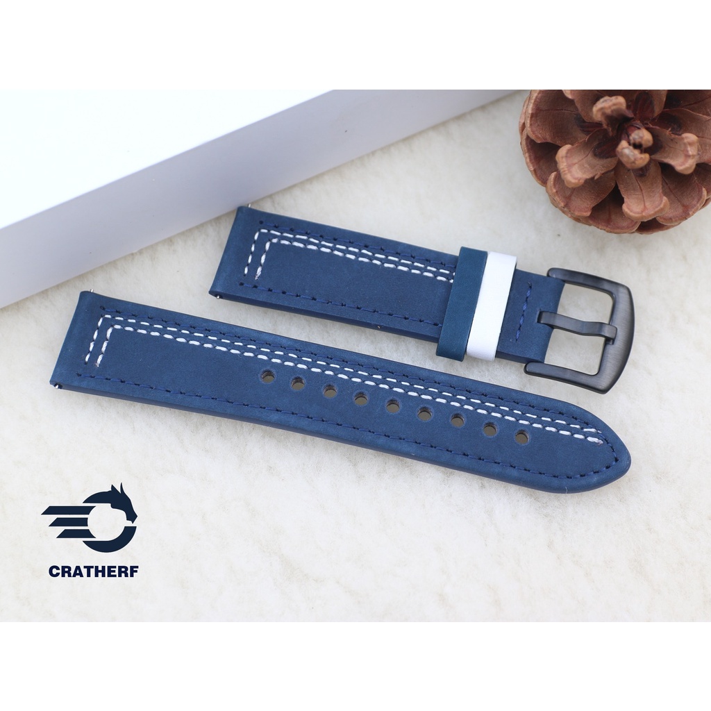 Dây Da Bò Sáp Ngựa Điên Chốt Thông Minh Thay Thế Cho Đồng Hồ Cổ Điển Các Loại SmartWatch, Samsung Watch, Huawei Watch