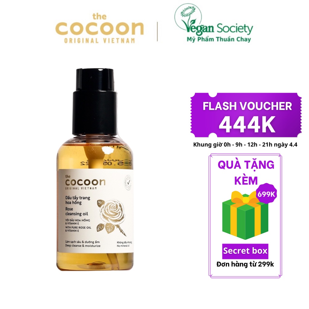 Dầu tẩy trang hoa hồng cocoon 140ml (rose cleansing oil) sạch da, mềm mịn - Vegan Society | BigBuy360 - bigbuy360.vn