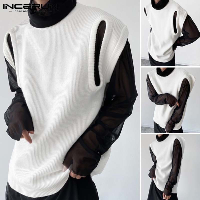 Áo len INCERUN trơn màu thiết kế dành cho nam