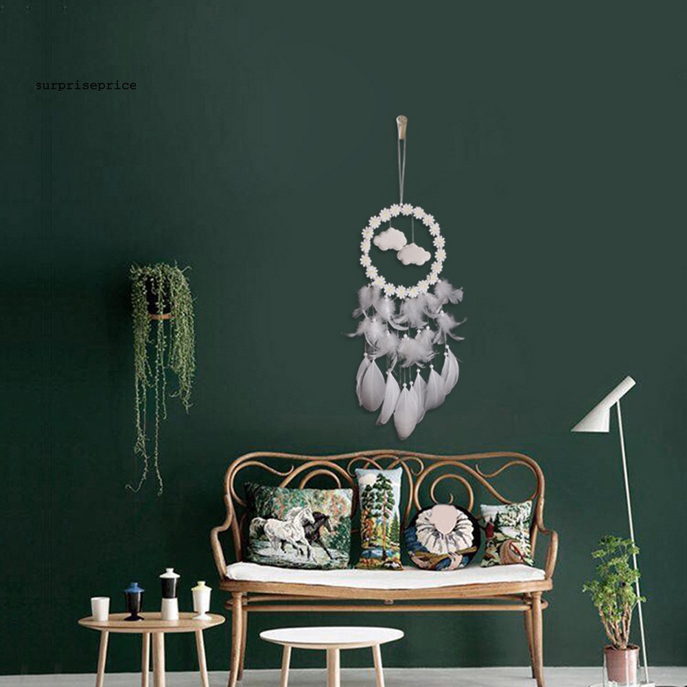 Dream Catcher phối lông vũ / hoa / mặt hình mây xinh xắn dùng trang trí nội thất