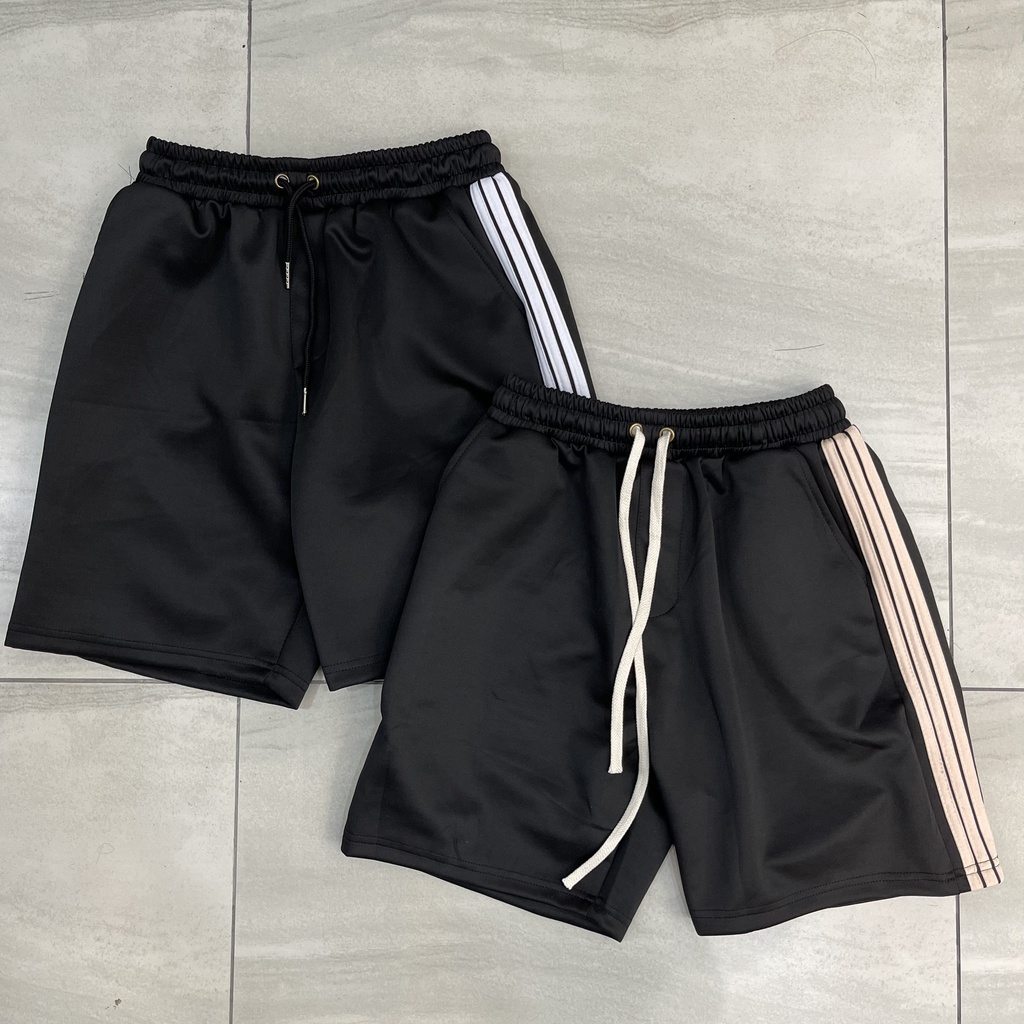 Quần short 3 sọc Nâu thể thao chất poly nam nữ