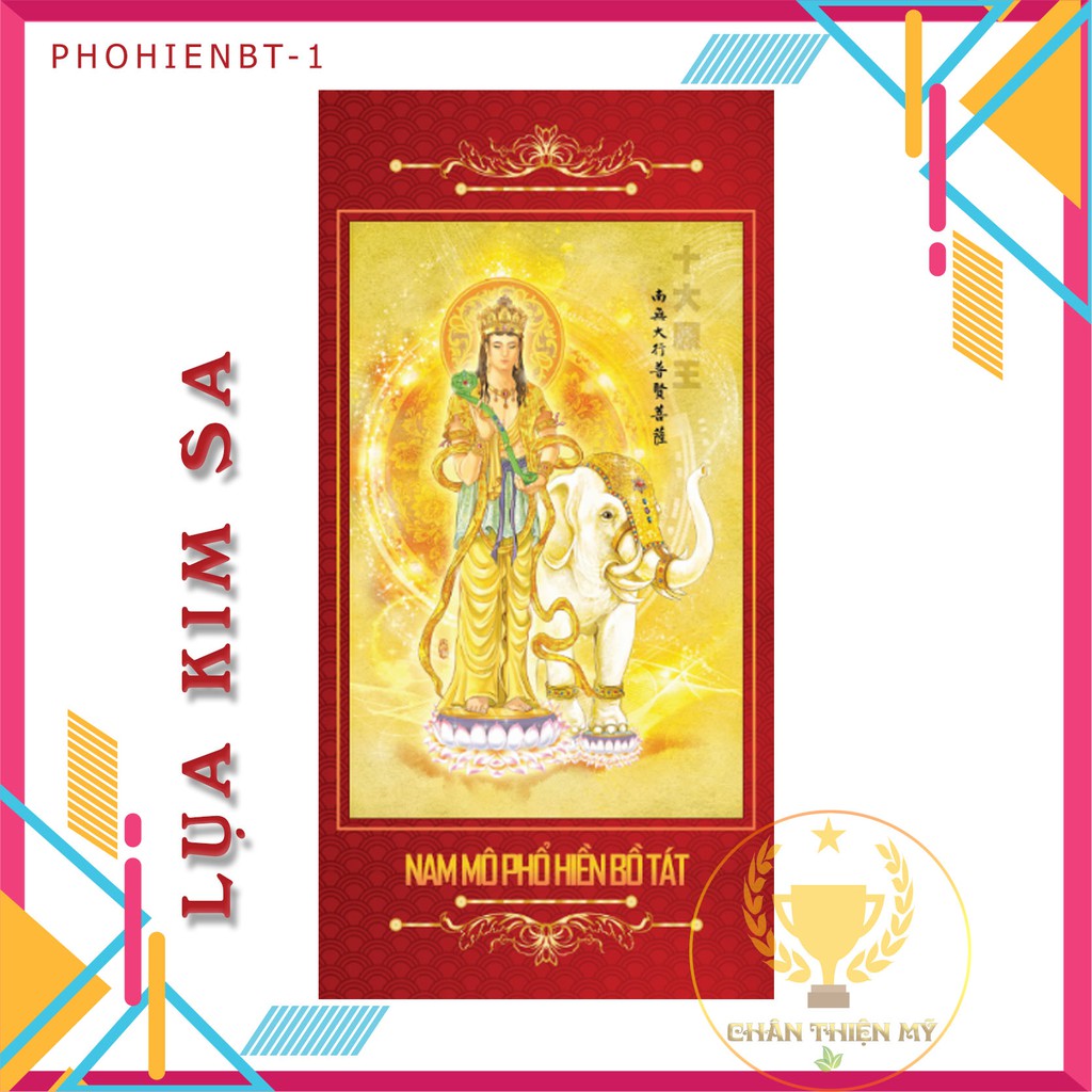 Phổ Hiền Bồ Tát- Tranh Vải Kim Sa Cao Cấp 40x80cm