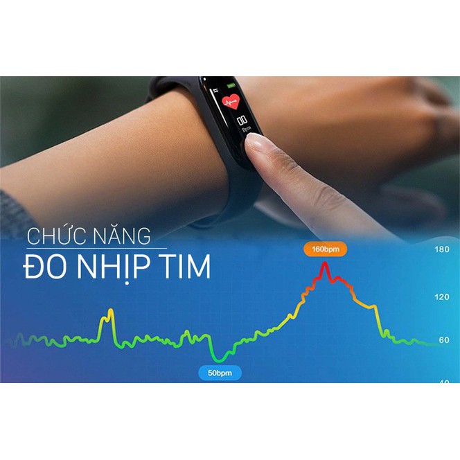 Vòng Đeo Tay Thông Minh M3 , Đo Nhịp Tim, Đo Huyết Áp, Theo Dõi Vận Động