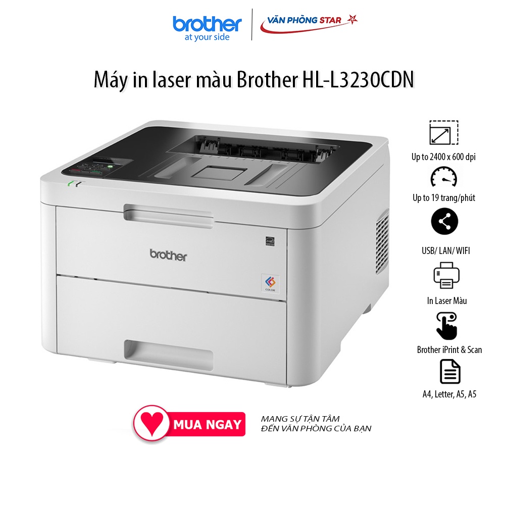 Máy in Brother HL-L3230CDN (in laser màu) tốc độ 18 trang/phút 2400 x 600 dpi chính hãng tại Vanphongstar
