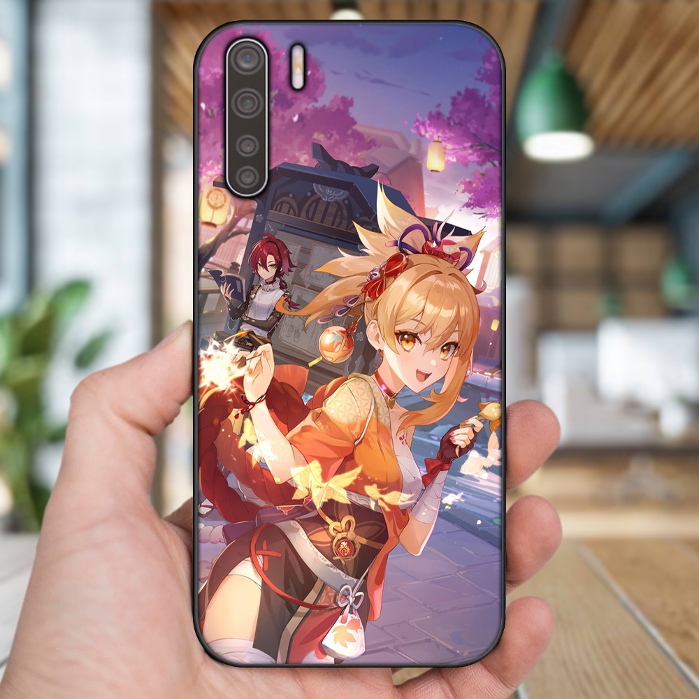 Ốp lưng Oppo A91, Reno 3 viền đen in hình Yoimiya Genshin Impact