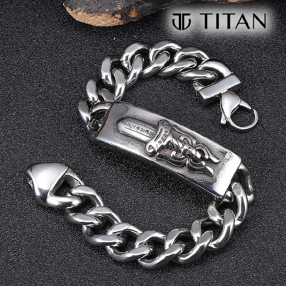 Lắc tay nam CH, vòng tay nam Chrome Hearts S925 chốt khóa chắc chắn vòng tay cá tính mạnh mẽ màu bạc TITAN Shop không gỉ