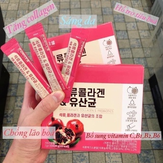 Bột Collagen Uống Lựu Đỏ Bio Cell Hàn Quốc hộp 30 gói Trắng da, Chống lão hoá