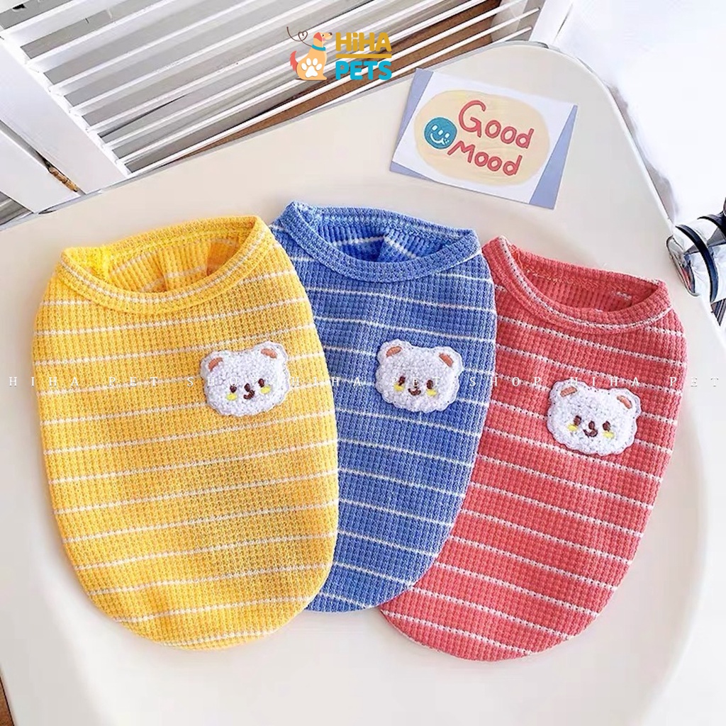 Áo Thun Cho Chó Mèo Vải Cotton Mát Mẻ Quần Áo Thú Cưng Ba Lỗ Mùa Hè Dễ Thương Hihapet.