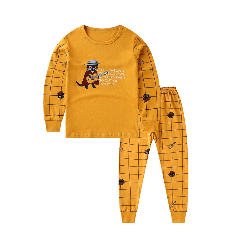 Bộ Đồ Ngủ Tay Dài Chất Cotton In Họa Tiết Hoạt Hình Thời Trang Thu Đông Xinh Xắn Cho Bé Gái 100-160cm