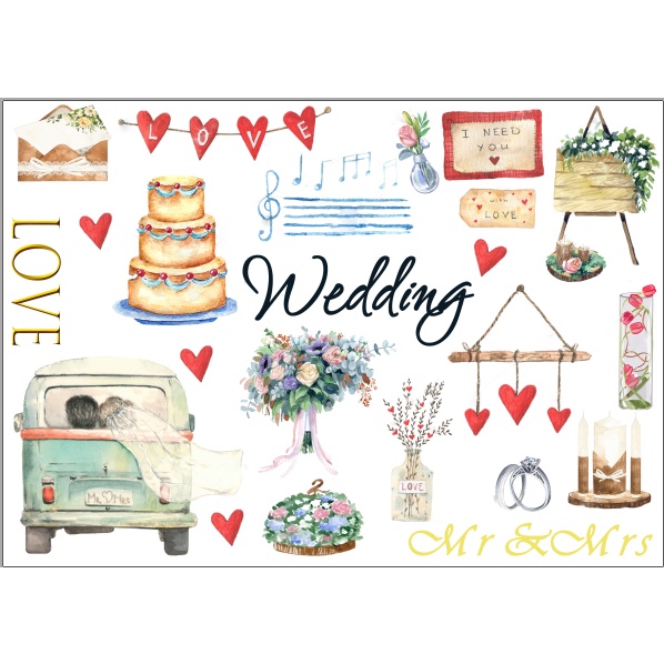 Sticker Valentine, chữ cái chủ đề WEDDING, chủ đề cưới, 8/3. nhãn dán scrapbook siêu đẹp